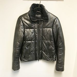 ALL SAINTS brown leather bomber jacket. SZ 12